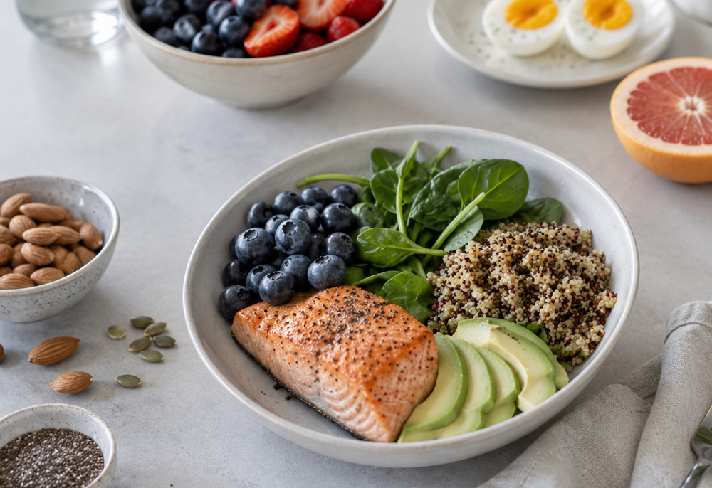 Prioriza alimentos ricos en antioxidantes y proteínas.